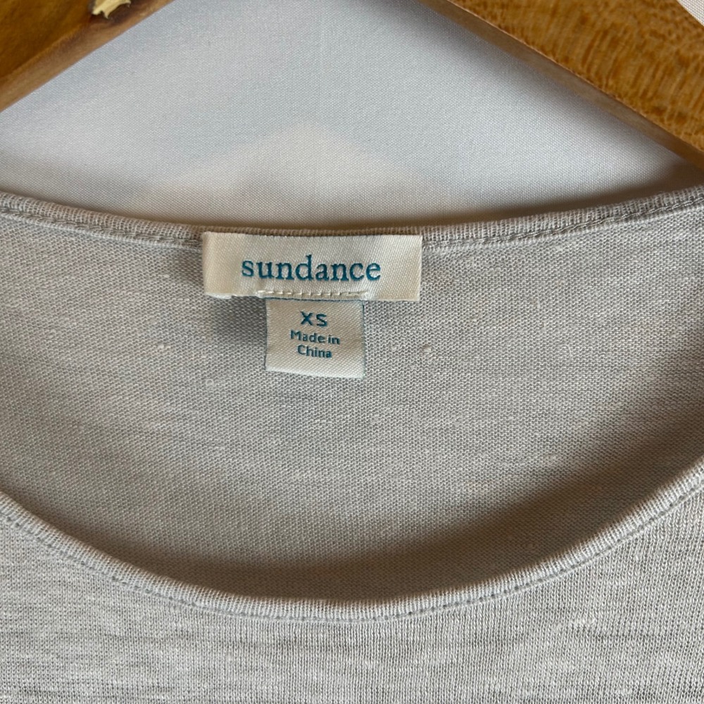 Sundance Womens XS Linen Embroidered Medallion Ruffle Tank Top Oatmeal Gray - Picture 3 of 8
